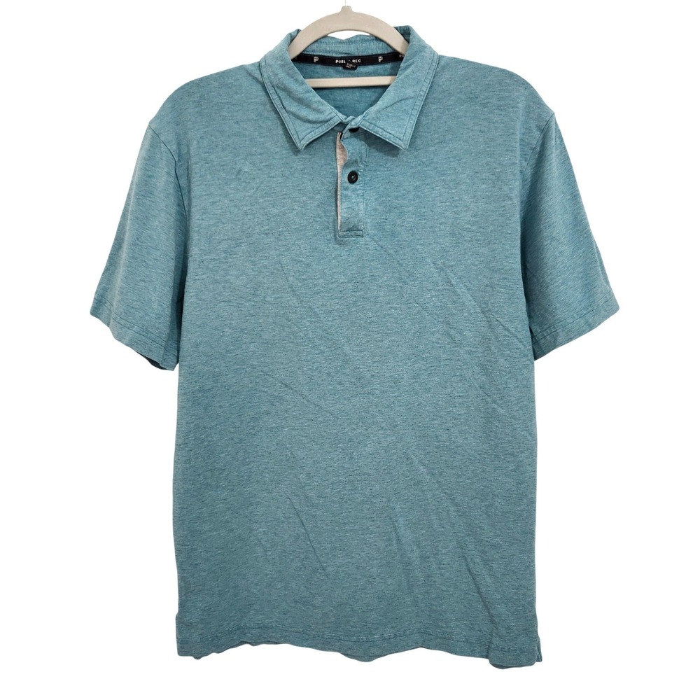 PUBLIC‎ REC Go-To Short Sleeve Polo Shirt Medium Pima Cotton Blend Teal Green